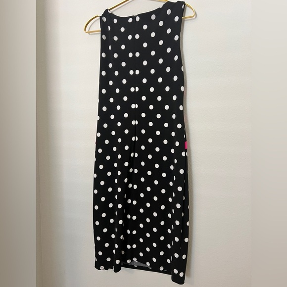 EUC Joseph Ribkoff Black-Vanilla-Neon Pink Polka-Dot Dress Style 191828 Size 8 - Picture 13 of 15